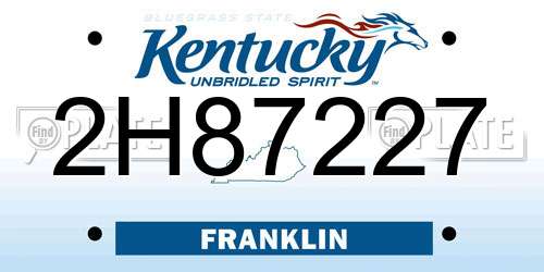 2H87227 Kentucky License Plate