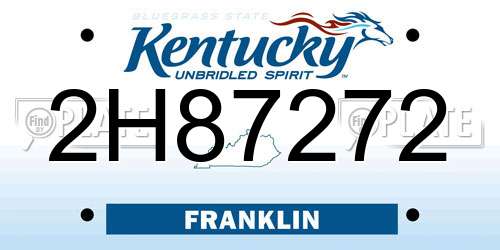 2H87272 Kentucky License Plate