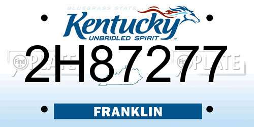 2H87277 Kentucky License Plate