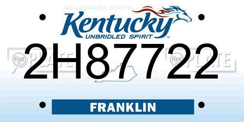 2H87722 Kentucky License Plate