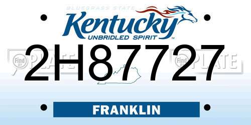 2H87727 Kentucky License Plate