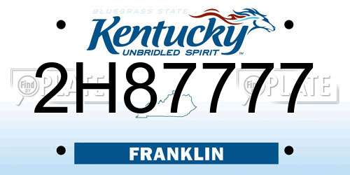 2H87777 Kentucky License Plate