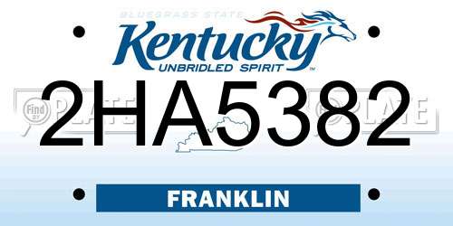 2HA5382 Kentucky License Plate