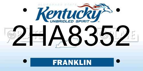 2HA8352 Kentucky License Plate