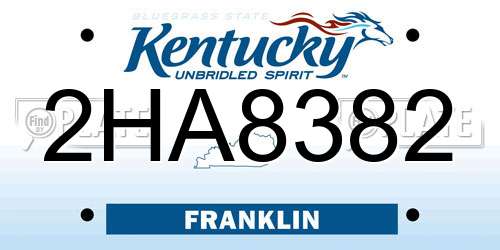 2HA8382 Kentucky License Plate
