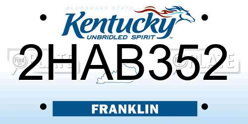 2HAB352 Kentucky License Plate