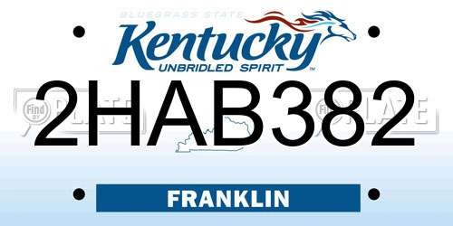 2HAB382 Kentucky License Plate