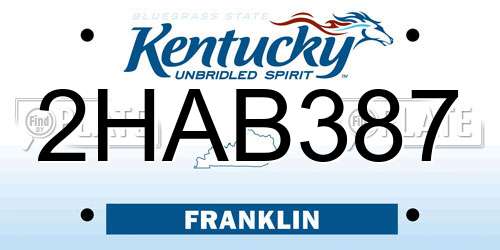 2HAB387 Kentucky License Plate