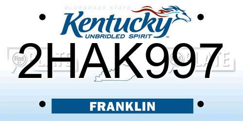 2HAK997 Kentucky License Plate