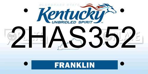 2HAS352 Kentucky License Plate