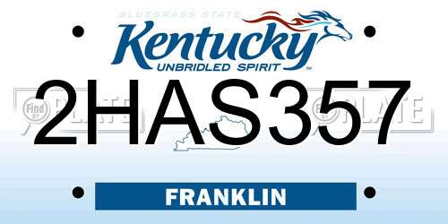 2HAS357 Kentucky License Plate