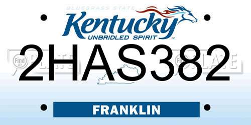 2HAS382 Kentucky License Plate