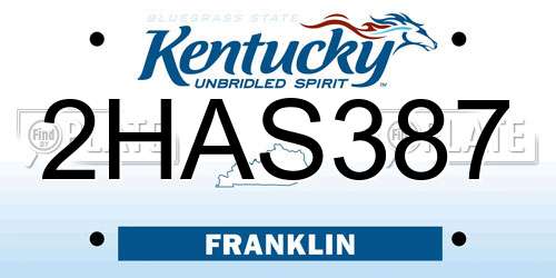 2HAS387 Kentucky License Plate