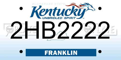2HB2222 Kentucky License Plate