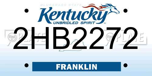 2HB2272 Kentucky License Plate