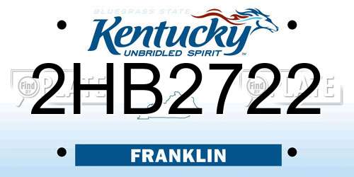 2HB2722 Kentucky License Plate