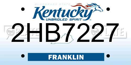 2HB7227 Kentucky License Plate