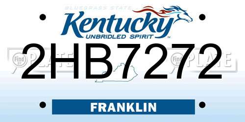 2HB7272 Kentucky License Plate