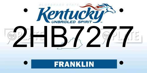 2HB7277 Kentucky License Plate