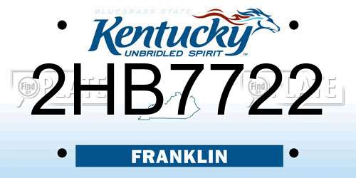 2HB7722 Kentucky License Plate