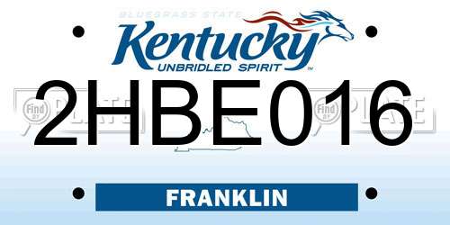 2HBE016 Kentucky License Plate