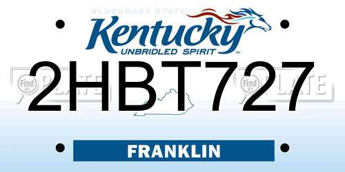 2HBT727 Kentucky License Plate