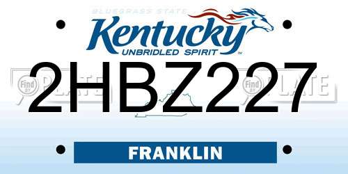 2HBZ227 Kentucky License Plate