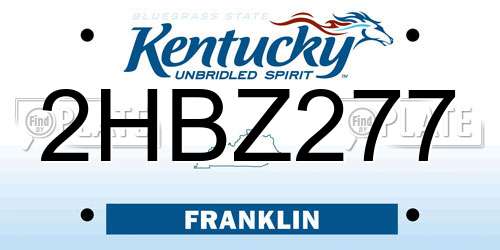 2HBZ277 Kentucky License Plate