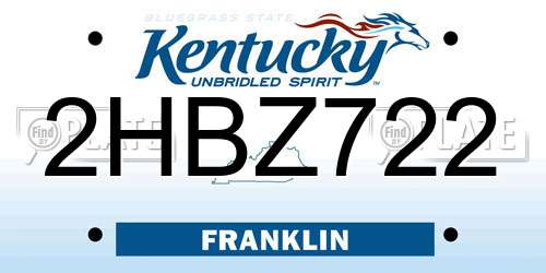 2HBZ722 Kentucky License Plate