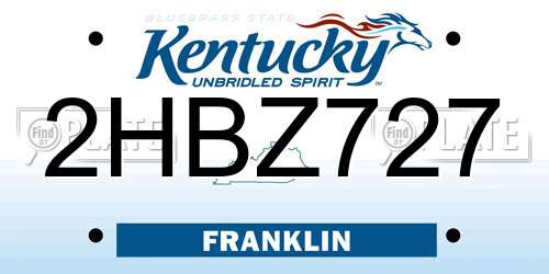 2HBZ727 Kentucky License Plate