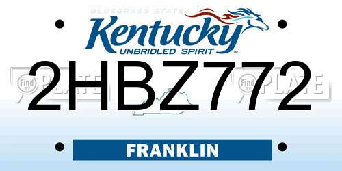 2HBZ772 Kentucky License Plate