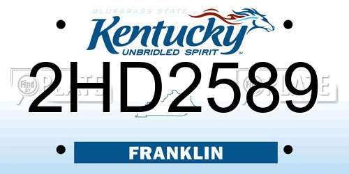 2HD2589 Kentucky License Plate