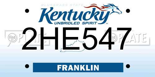 2HE547 Kentucky License Plate