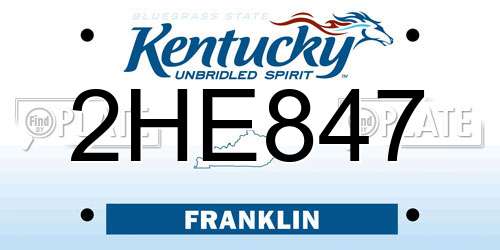 2HE847 Kentucky License Plate
