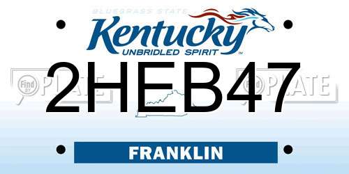 2HEB47 Kentucky License Plate