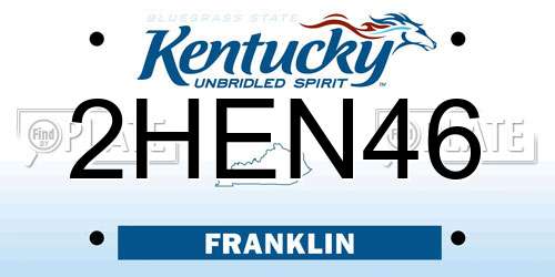 2HEN46 Kentucky License Plate