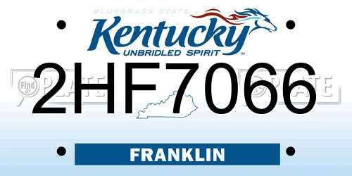 2HF7066 Kentucky License Plate