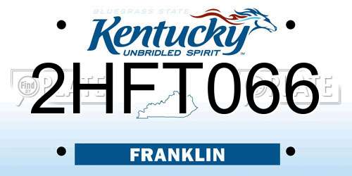2HFT066 Kentucky License Plate