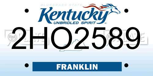 2HO2589 Kentucky License Plate