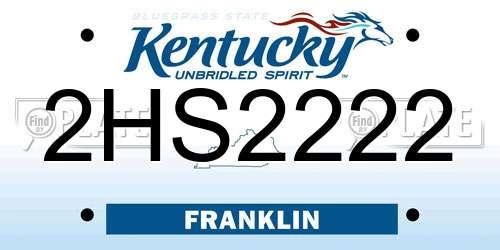 2HS2222 Kentucky License Plate