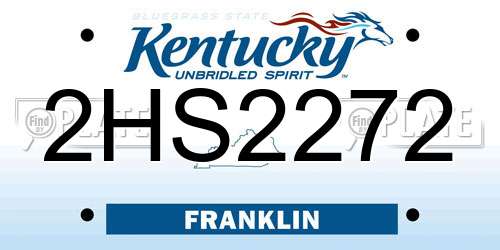 2HS2272 Kentucky License Plate