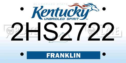2HS2722 Kentucky License Plate