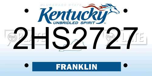 2HS2727 Kentucky License Plate