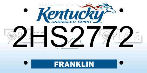 2HS2772 Kentucky License Plate