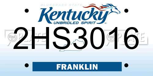 2HS3016 Kentucky License Plate