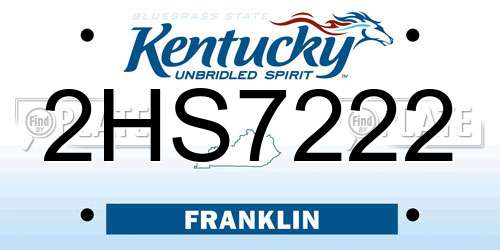 2HS7222 Kentucky License Plate