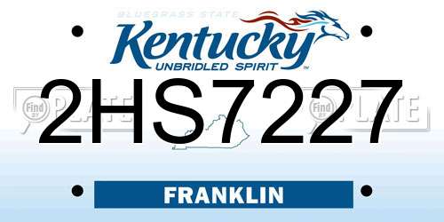2HS7227 Kentucky License Plate