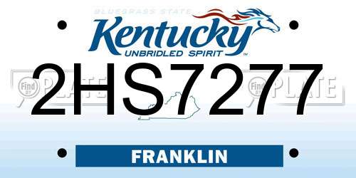 2HS7277 Kentucky License Plate