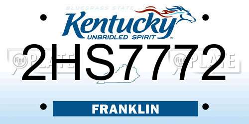 2HS7772 Kentucky License Plate
