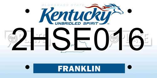 2HSE016 Kentucky License Plate